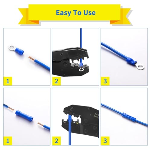 1200PCS Electrical Connector Kit- Automotive Insulated CrimpTerminals Connectors for Wiring Mixed Ring Fork Spade Butt Connector Set