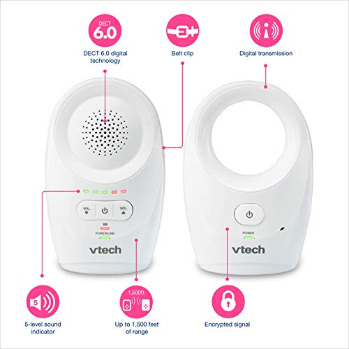 DM1111, Enhanced Range Digital Audio Baby Monitor, 1 Parent Unit, White