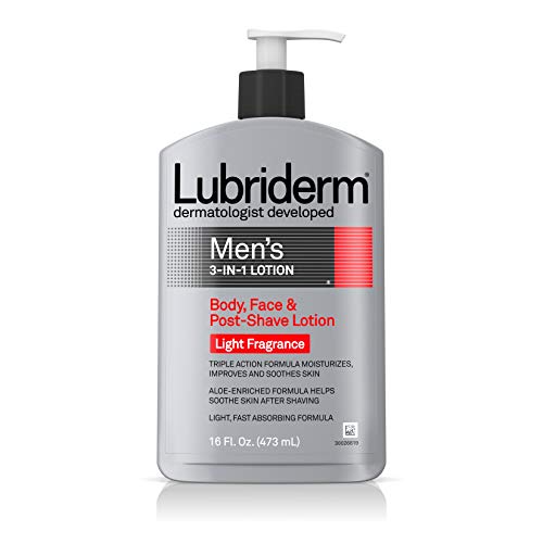 Men's 3-In-1 Lotion Enriched with Soothing Aloe for Body and Face, Non-Greasy Post Shave Moisturizer with Light Fragrance, 16 fl. oz