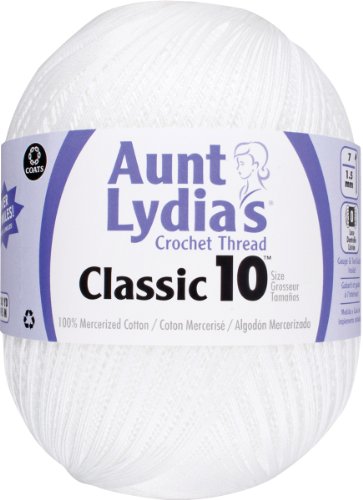 Aunt Lydia's Classic Crochet Thread Size 10 Jumbo - White