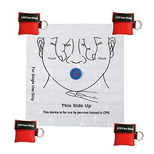 Pack of 5pcs CPR Face Shield Mask Keychain Ring First Aid Kit CPR Face Shields for First Aid or CPR Training (Red-5)