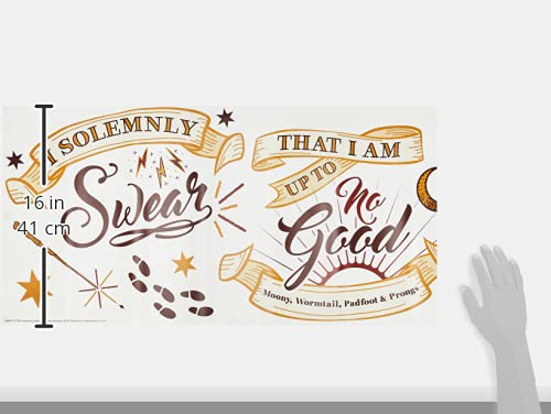 RMK3607GM Harry Potter Marauder's Map Quote Peel and Stick Giant Wall Decals , Brown