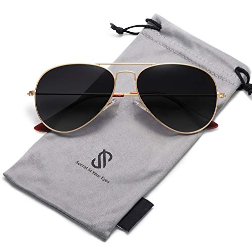 Classic Aviator Polarized Sunglasses for Men Women Vintage Retro Style,Gold/Gradient Grey