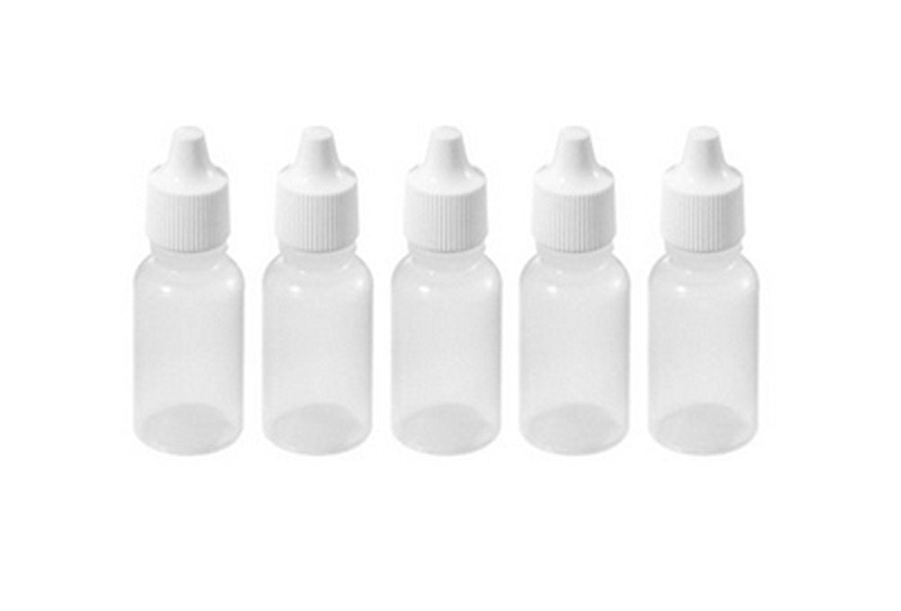 50 Pcs Empty Plastic Squeezable Dropper Bottle with Plug Refillable Portable Eye Liquid Container with Screw Cap (5 ml)