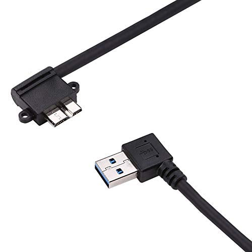 Right Angle Micro B USB 3.0 Cable for Seagate or Toshiba External Hard Drive Cord Wire, BlackBerry Passport Data Cable