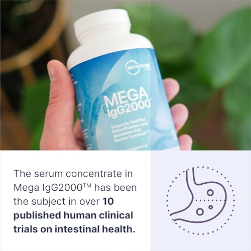 Mega IgG2000 Capsules - Dairy Free Bovine Colostrum Supplement Alternative - Immunoglobulin Supplement from Bovine Serum to Support Digestive Health (120 Capsules)