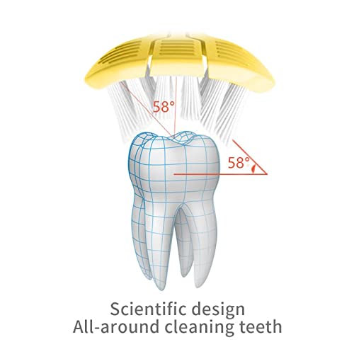Children 3 Sided Toddler Toothbrush Kids Toothbrush Soft Wrap-Around Baby Toothbrush 12 Months and Up Training Toothbrush Saving Time for Baby Tooth Brush - Yellow