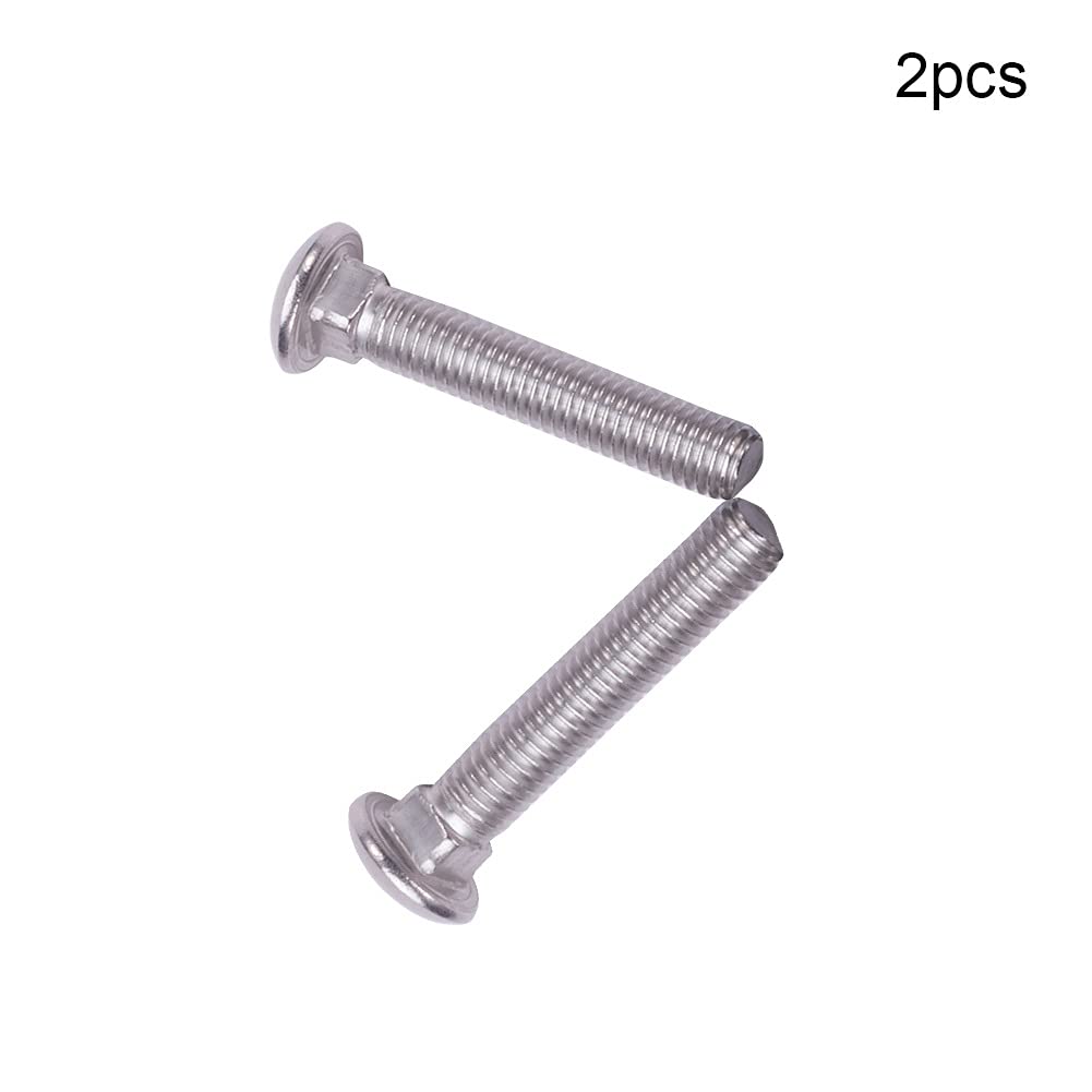 2Pcs M120mm 1.75mm Pitch Length 304 Stainless Steel Round Domed Head Square Neck Carriage Bolts Silver Tone