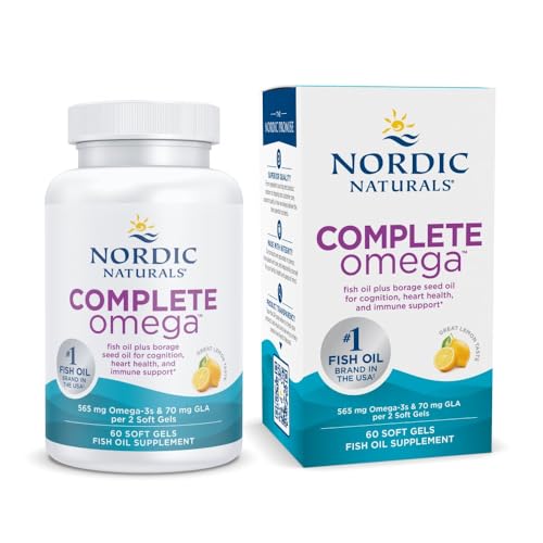 Complete Omega, Lemon Flavor - 60 Soft Gels - 565 mg Omega-3 - EPA & DHA with Added GLA - Healthy Skin, Cognition, Positive Mood - Non-GMO - 30 Servings