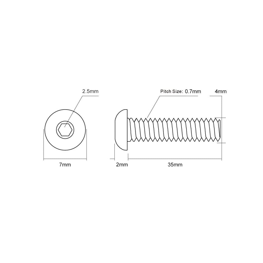 ZAYI M4-0.7 x 35mm Button Head Socket Cap Screws, Allen Socket Drive, 304 Stainless Steel, Full Thread, Bright Finish,Metric Thread Hex Socket Bolt Fastener 25PCS