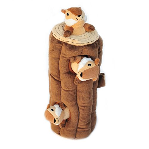 Burrow- Interactive Dog & Puppy Toys for Boredom, Stimulating Pet Products to Keep them Busy, Hide & Seek Plush Dog Puzzles, Squeaky Toy for Enrichment, For Small & Medium Dogs- Chipmunk Log