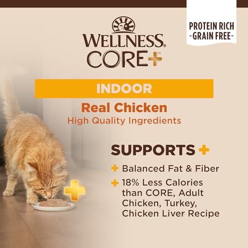 CORE+ Indoor Pate Adult Wet Cat Food, Natural, Protein-Rich, Grain Free, 3 Ounce, 12 Pack (Chicken & Chicken Liver)