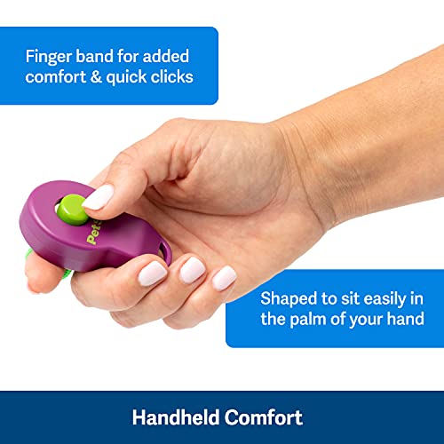 Clik-R Dog Training Clicker - Positive Behavior Reinforcer for Pets - All Ages, Puppy and Adult Dogs - Use to Reward and Train - Training Guide Included - Purple