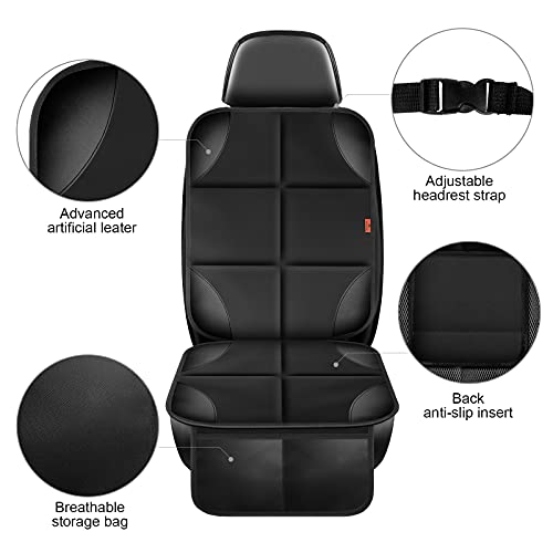 Car Seat Protector 1 Pack Car Seat Cushion Mat Thickest Padding,Waterproof 600D Fabric Car Seat Covers for Non-Slip Backing Mesh Pockets for Baby and Pet (1 Seat Protector)