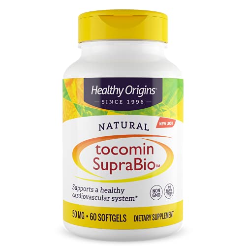 Tocomin SupraBio (Tocotrienols), 50 mg - Supports Heart Health & Cardiovascular System - Tocotrienol & Vitamin E Supplement - Gluten-Free Skin Support - 60 Softgels