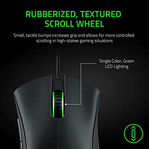 DeathAdder Essential Gaming Mouse: 6400 DPI Optical Sensor - 5 Programmable Buttons - Mechanical Switches - Rubber Side Grips - Classic Black
