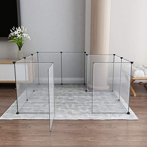 Pet Playpen, Portable Large Plastic Yard Fence Small Animals, Puppy Kennel Crate Fence Tent, 28 X 20 Inch, White, 12 Panels