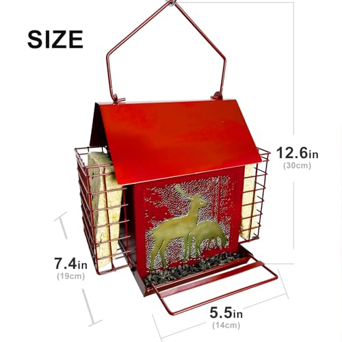 Bird Feeders for Outdoors, 6.5lb Large Capacity, Heavy Duty Metal Bird Feeder, Supports Cardinal, Finch, Blue Jay and Wild Birds(Green)