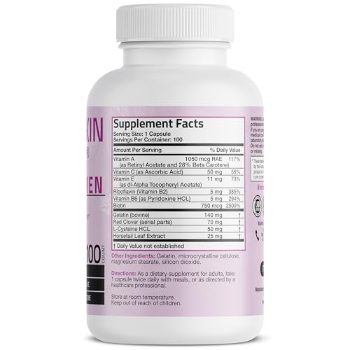 Hair, Skin & Nails with Biotin Extra Strength Vitamin Supplement for Women, 100 Capsules