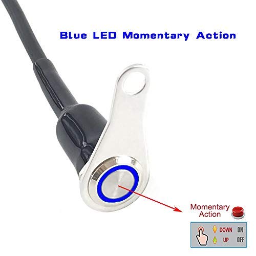 Universal Stainless Steel LED Motorcycle Switch Horn Handlebar Adjustable Mount Waterproof Switches Button DC12V momentary Actions (A-Blue-Monentary Action)