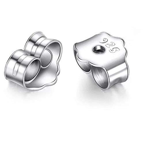 160 PCS 925 Sterling Silver Plated Earrings Posts Flat Pad Hypoallergenic Flat Pad Earring Studs with 925 Sterling Silver Earring Backs and Rubber Earring Backs for Jewelry Making Findings(5mm 8mm)