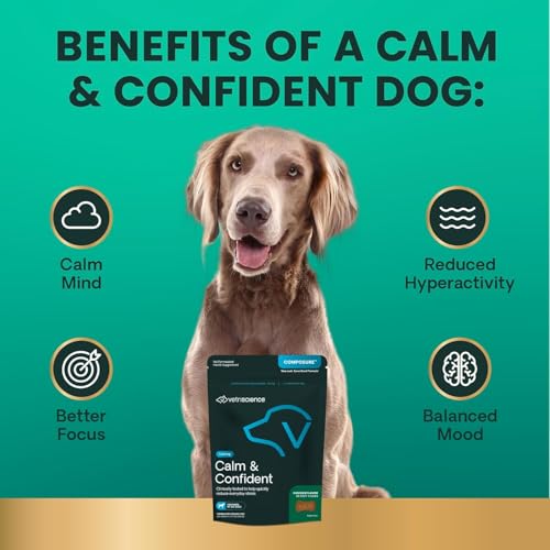 Calm & Confident Chews, Composure Clinically Tested Calming & Anxiety Supplement for Dogs, Reduce Stress & Fear, Ideal for Thunderstorms, Fireworks & Travel, Chicken, 60 Count