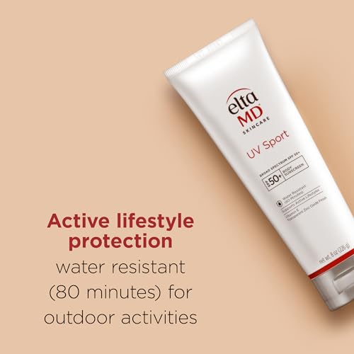 UV Sport Sunscreen Lotion, SPF 50 Body Sunscreen, Water and Sweat Resistant, Oil-Free, Zinc Oxide Formula, 8 oz Tube