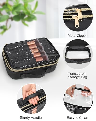 Travel Makeup Bag, Clear Makeup Organizer Bag Portable Cosmetic Bag, Cute Transparent Makeup Case For Women with Accessories