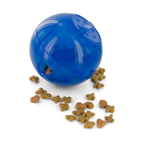 Slimcat Slow Feeder Ball for Cats - Interactive Puzzle Game for Your Cat - Fill with Food and Treats - Great for Indoor Play for Kittens and Adult Cats, Portion Control and Fast Eaters (Blue)