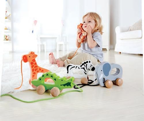(Elephant) - Elephant Wooden Push and Pull Toddler Toy,Grey