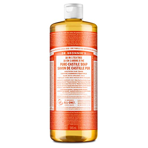 - Pure-Castile Liquid Soap (Tea Tree, 32 ounce) - Made with Organic Oils, 18-in-1 Uses: Acne-Prone Skin, Dandruff, Laundry, Pets and Dishes, Concentrated, Vegan, Non-GMO