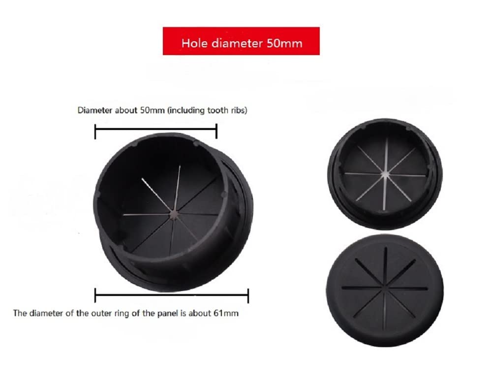 1PCS 2Inch (50mm) Desk Cord Grommets Wire Cable Hole Cover for Office PC Desk Cable Cord Cover Black (Black- 1pcs)