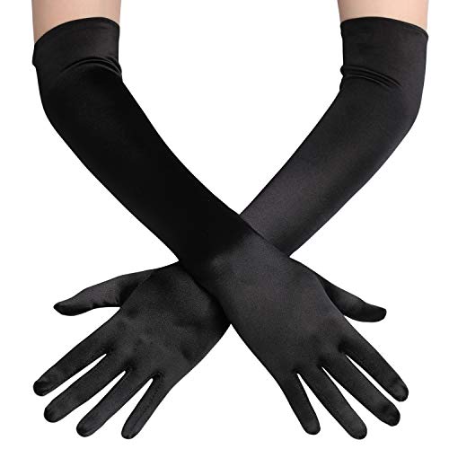 Long Opera Party 1920s Satin Tea Party Gloves Costume Stretchy Adult Size Elbow Length