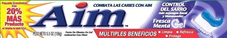 Aim Tartar Control Anticavity Fluoride Toothpaste Gel - 5.5 oz, Pack of 2