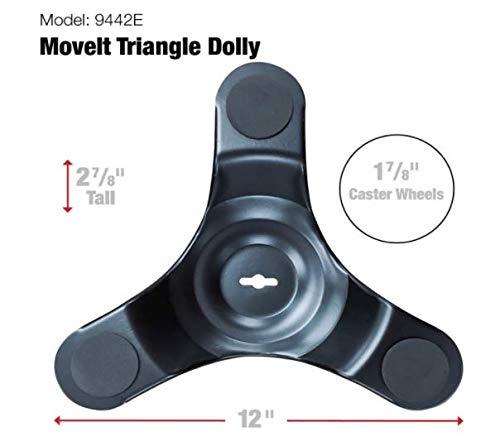 Move-It 9442 12-Inch Steel Tri-Dolly, 300-lb Load Capacity, 12 Inch, Black