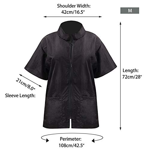 Pet Groomer Jacket with Full Zipper, M Size, Pet Showering Smock for Pet Beautician Work, Dog Cat Grooming Cloth Apron, Cosmetology Uniforms for Men and Women