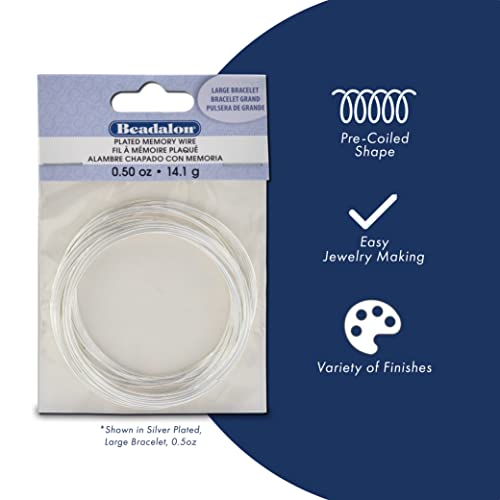 Carbon Steel Memory Wire, Round, Large Bracelet, Silver Plated, 0.5 oz, Approx. 30 coils