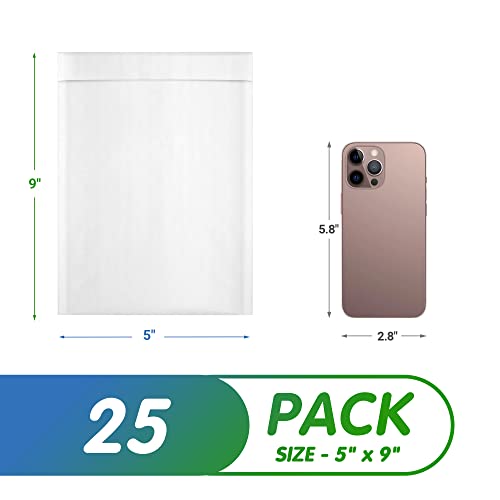 White Kraft Bubble Mailer Envelopes, 9.5 x 13 Inches. 25 Pack Mail Padded Envelopes Self Seal. Waterproof Kraft Bubble Mailers. Tear-Resistant Padded Mailing Envelopes