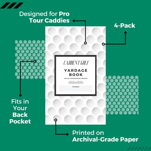 Yardage Book - Golf Journal & Log Book with Golf Club Yardage Chart - Golf Notebook Back Pocket - Golf Log Book Pocket Size - The Essential Tool for Serious Golfers (4 Pack)