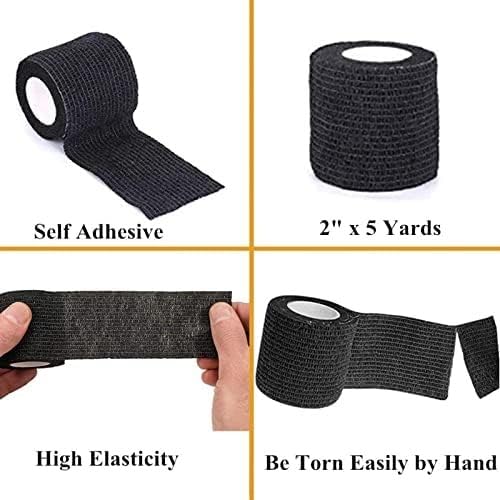 Self Adhesive Tape - 24Pack 2” x 5 Yards Self-Adherent Cohesive Tape Tattoo Grip Wrap Cover Strong Sports Tape, Mix Color Self-Adhesive Bandage Rolls Athletic Tape