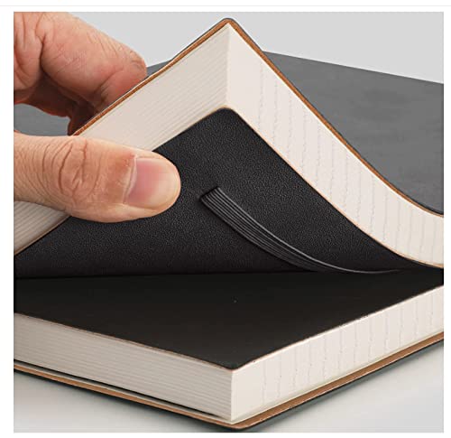 Composition Notebooks College Ruled - Soft Cover Leather Thick Journal, B5 Large Notebook, with Free Sticky Notes, 204 Numbered Pages,100gsm Lined Paper, for Writers Students, 7.5x10- Black