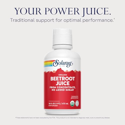 Solaray Organic Beetroot Juice from Concentrate | Supports Healthy Energy, Heart & Brain Function | 16 fl oz, 16 Servings