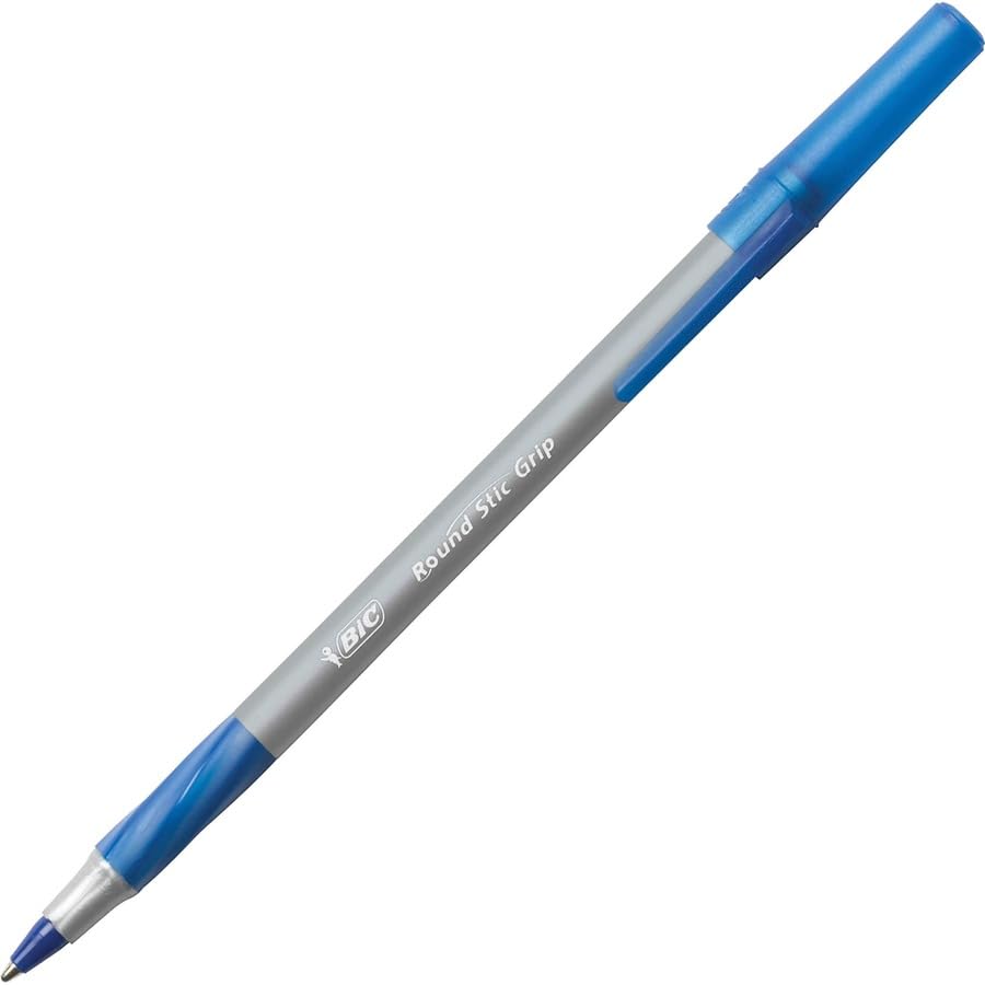 Round Stic Grip Xtra Comfort Blue Ballpoint Pens, Medium Point (1.2mm), 36-Count Pack, Excellent Writing Pens With Soft Grip for Superb Comfort and Control