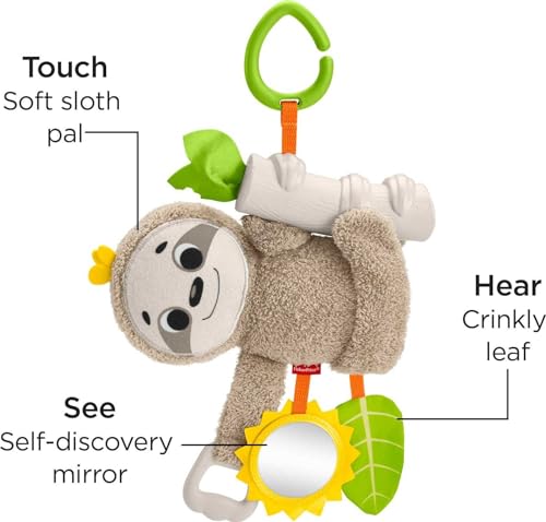 Baby Toy Slow Much Fun Stroller Sloth, Travel Activity with Motion & Sensory Details for Newborns Ages 0+ Months