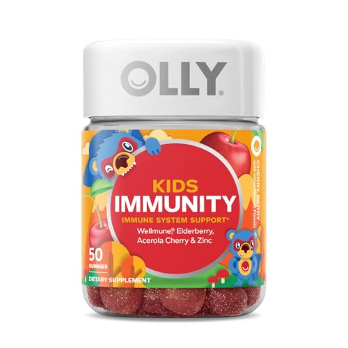 Kids Immunity Gummy, Immune Support, Wellmune, Elderberry, Vitamin C, Zinc, Chewable Supplement, Cherry - 50 Count