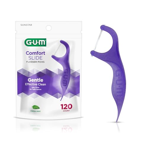 Comfort Slide Floss Picks - Perfect for Tight Teeth - Extra Strong Shred-Resistant Dental Floss, Easy Grip Handle - Dental Flossers for Adults - Fresh Mint Flavor, 120ct