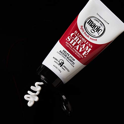 Magic Razorless Shaving Cream, Hair Removal Cream for Body Hair, Extra Strength Depilatory Cream, Works in 4 Minutes for Coarse Hair, 6 oz