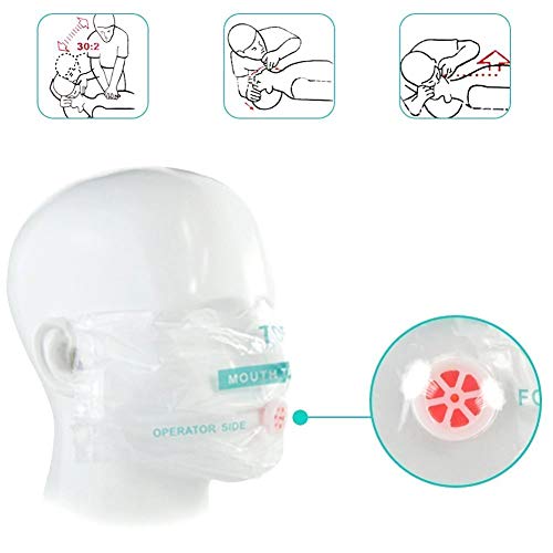 Pack of 5pcs CPR Face Shield Mask Keychain Ring First Aid Kit CPR Face Shields for First Aid or CPR Training (Red-5)