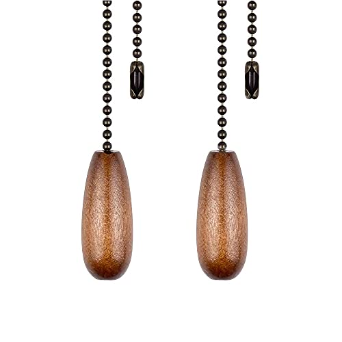 Ceiling Fan Pull Chain Extender, 2pcs Wooden Decorative Pendant Extension Chains, 12 Inches Lighting & Fan Beaded Ball Fan Cord Extender Ornament with Connector