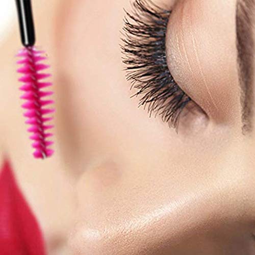 300PCS Eyelash Brush, Disposable Eyelash Mascara Brushes Wands Applicator Tools Makeup Brush Kits, Eyelash Spoolies Eyelashes Brush for Eyelash Extensions and Eyebrow Brush (Red)